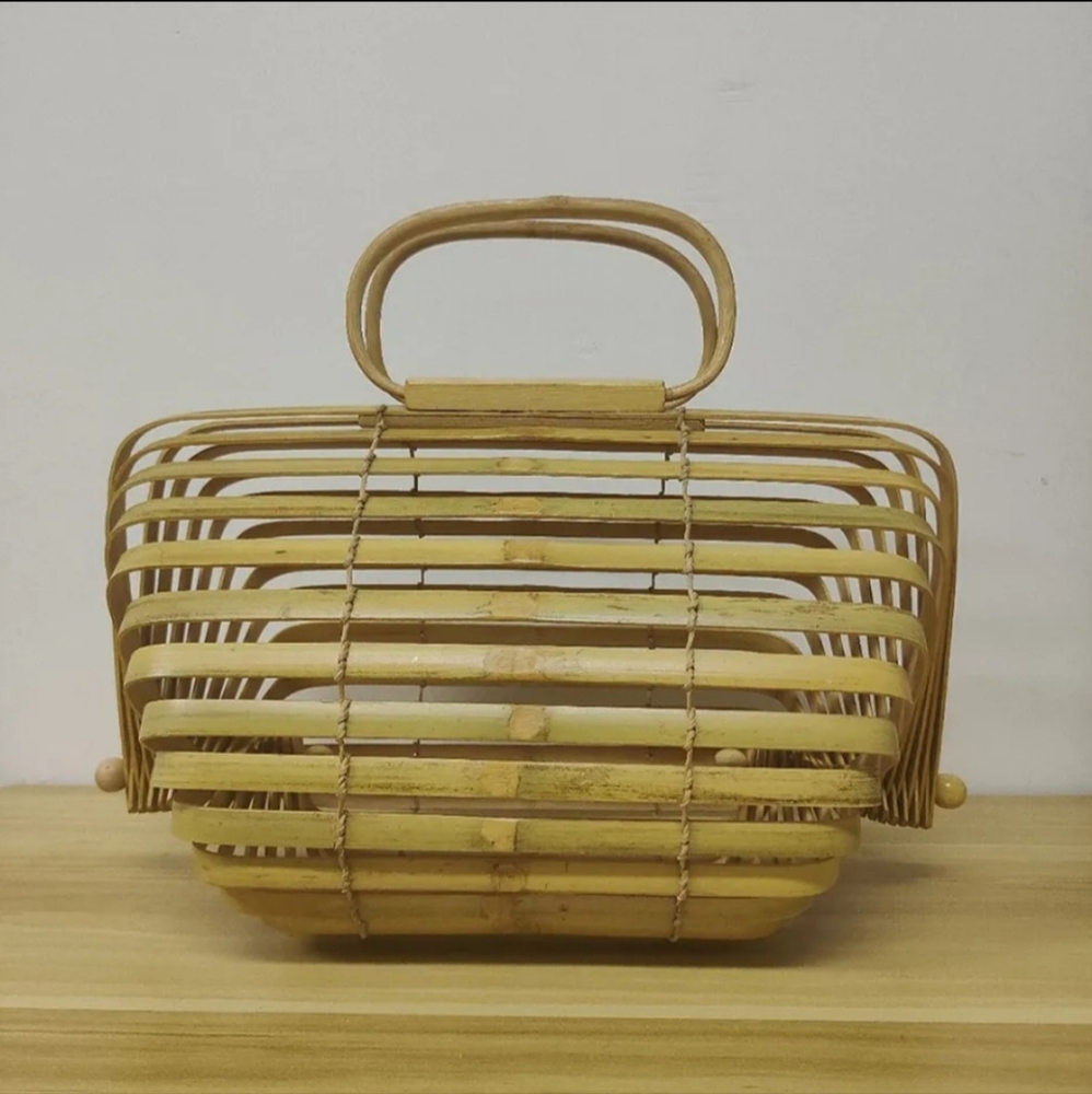 Bamboo purse, natural - color varies